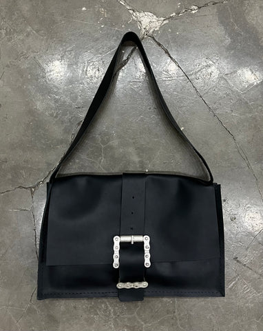 Medieval Black Leather Messenger Bag